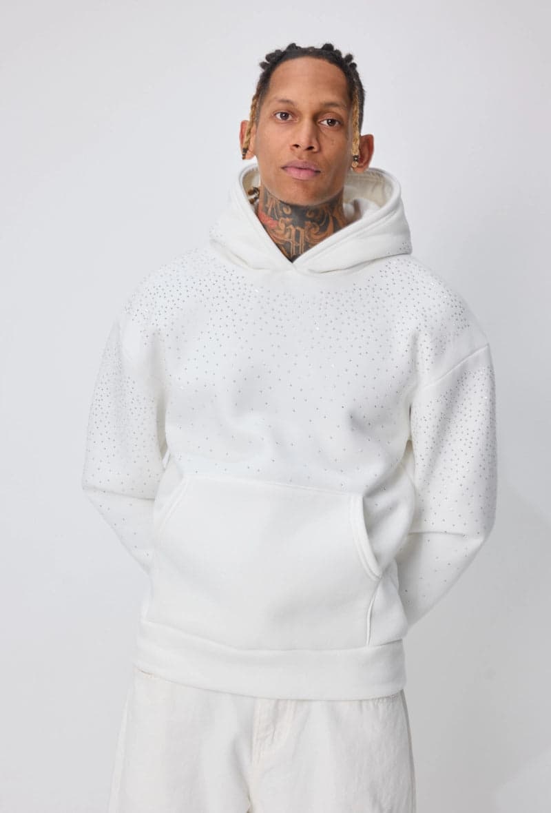 Averinaro Rhinestone Hoodie Wit
